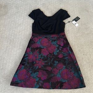 Adrianna Papell Knit Crepe And Jacquard Dress Size 8